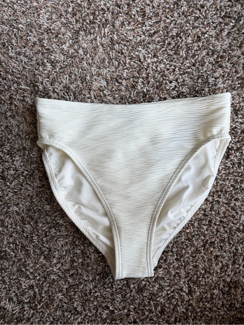 NWT Carmen Marc Valco White Cream High Rise Swimsuit Bikini Bottoms Small